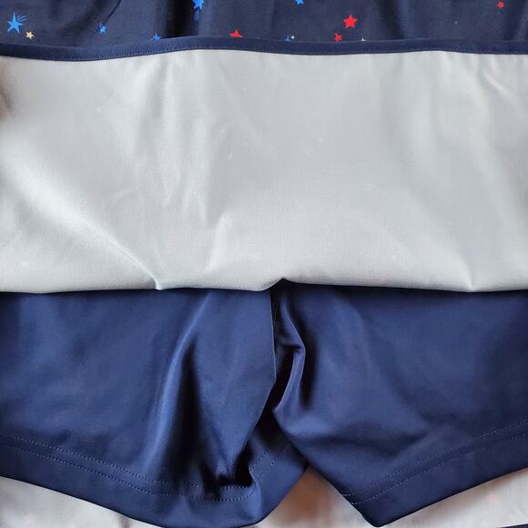 Lady Hagen Womens XL Pull On Contrast Trim Print Skort Navy Star Print New‎ - Picture 3 of 7